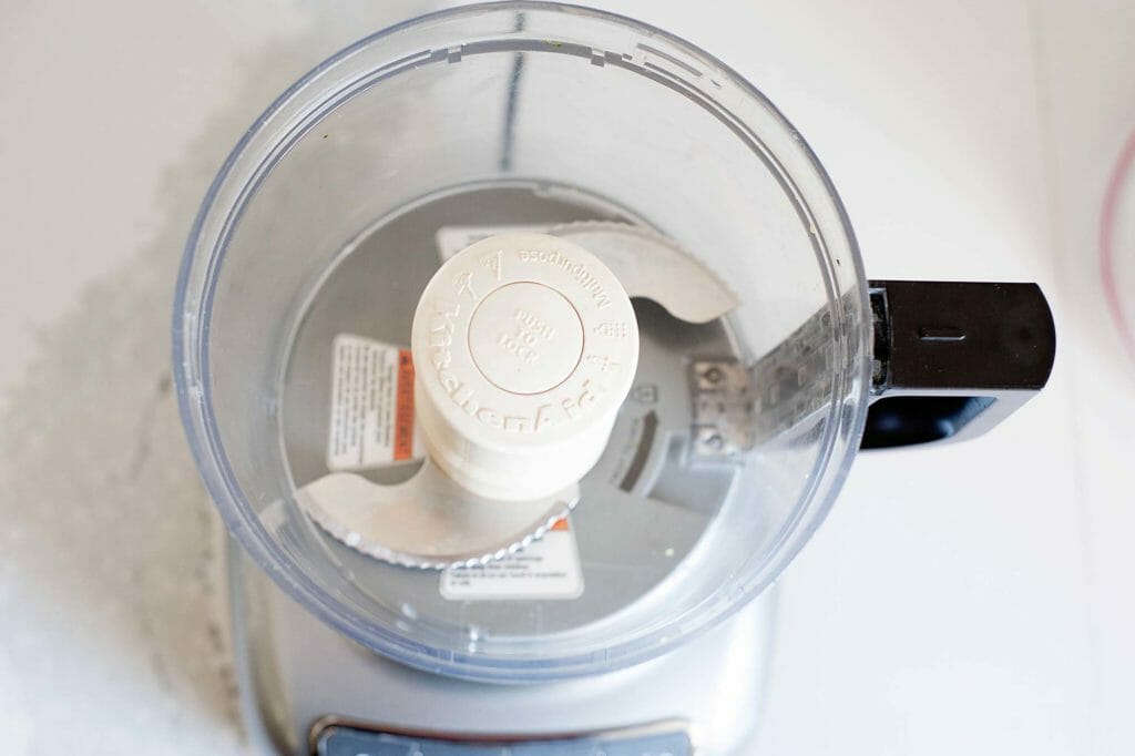 A food processor has a blade perfect for chopping