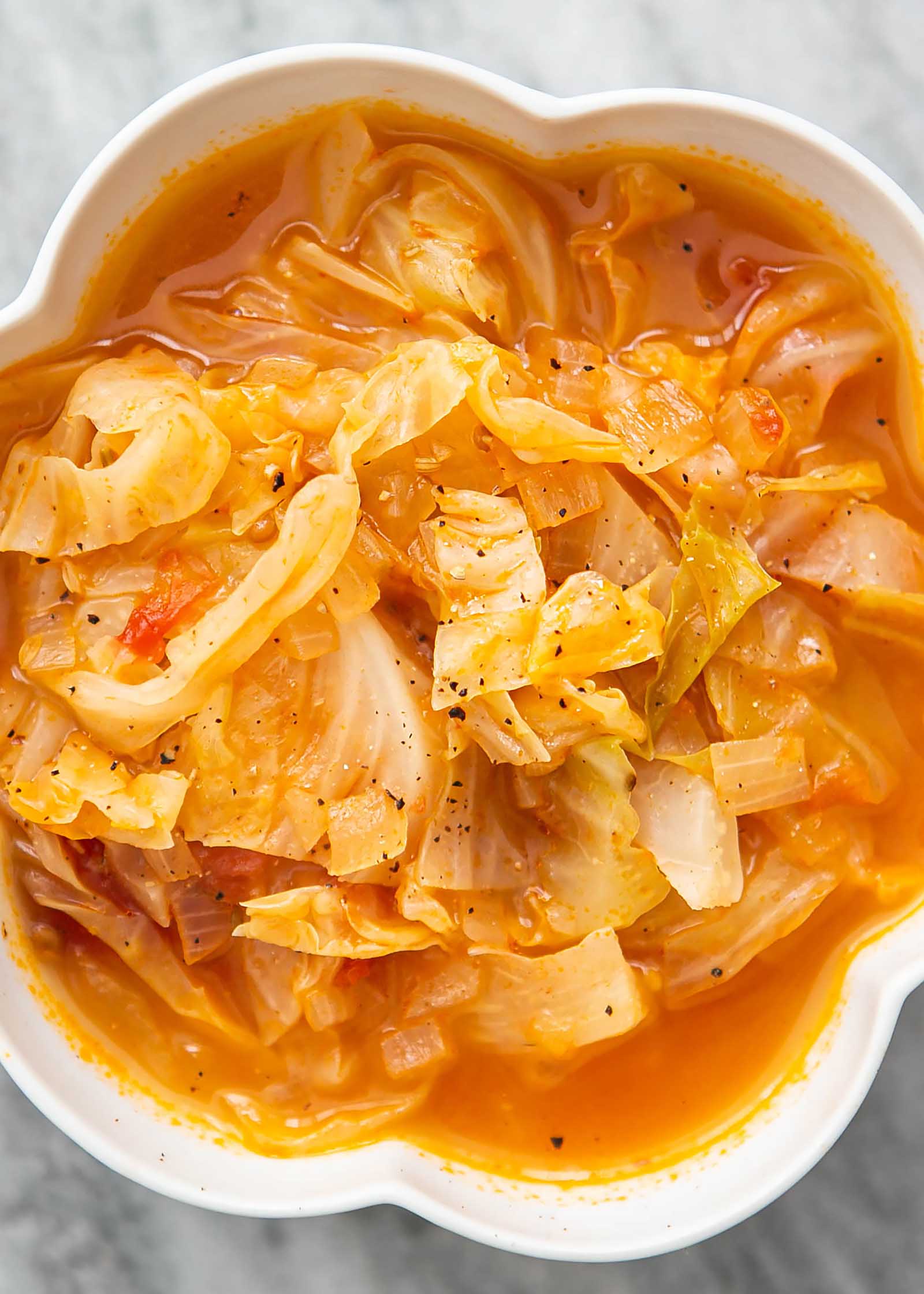 Best Cabbage Soup in a white bowl