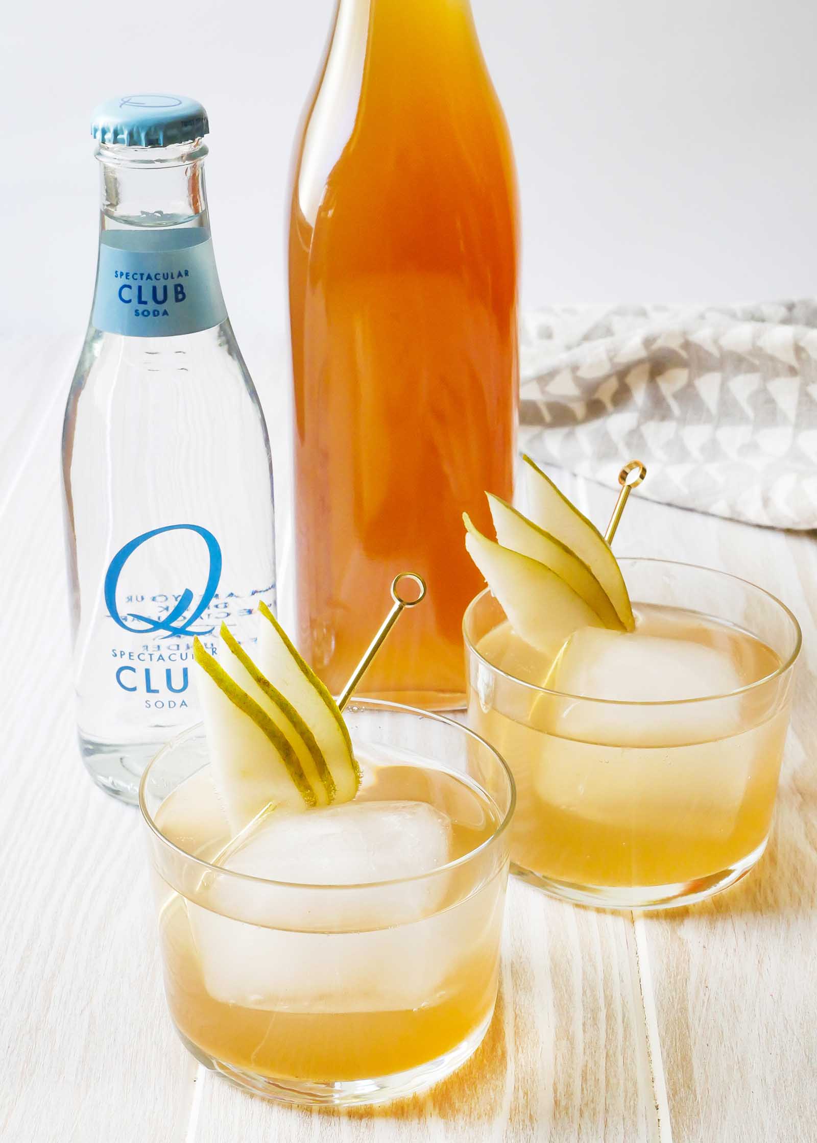 Pear ginger shrub mocktail drink