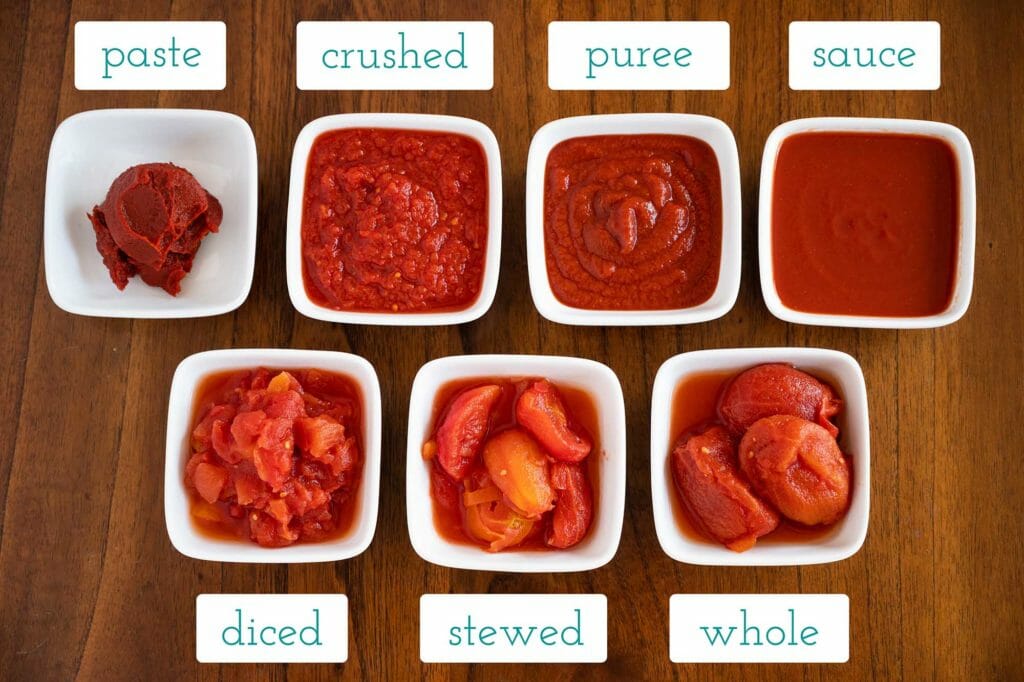 Different kinds of canned tomatoes