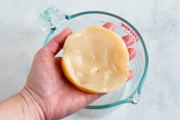 Remove the scoby from your current batch of kombucha and place it in a bowl or measuring cup