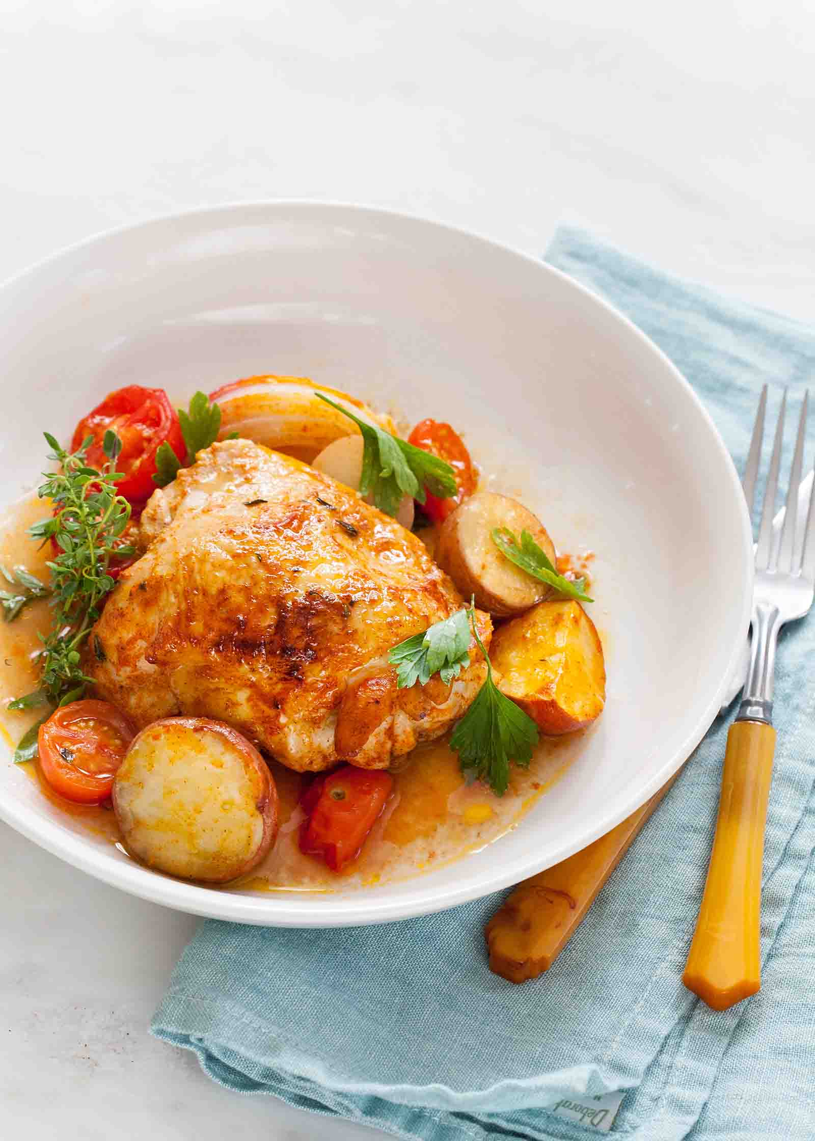 Paprika Chicken with Potatoes and Tomatoes