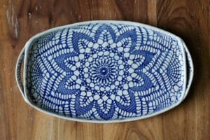 Cobalt and Cream Lace Tray