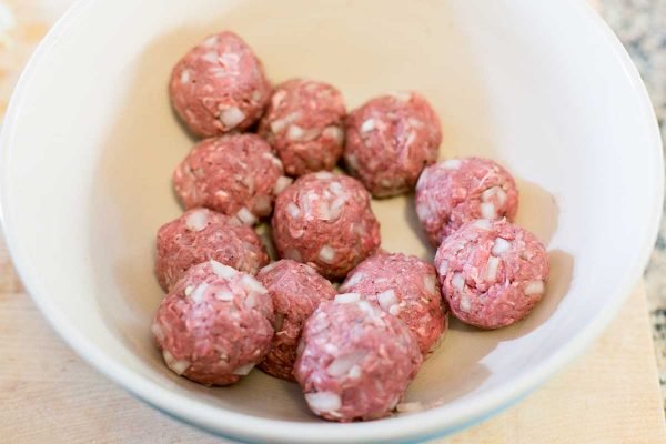 Instant pot meat balls raw and in a bowl.